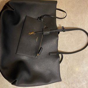 YSL SAINT LAURENT Black Leather Tote